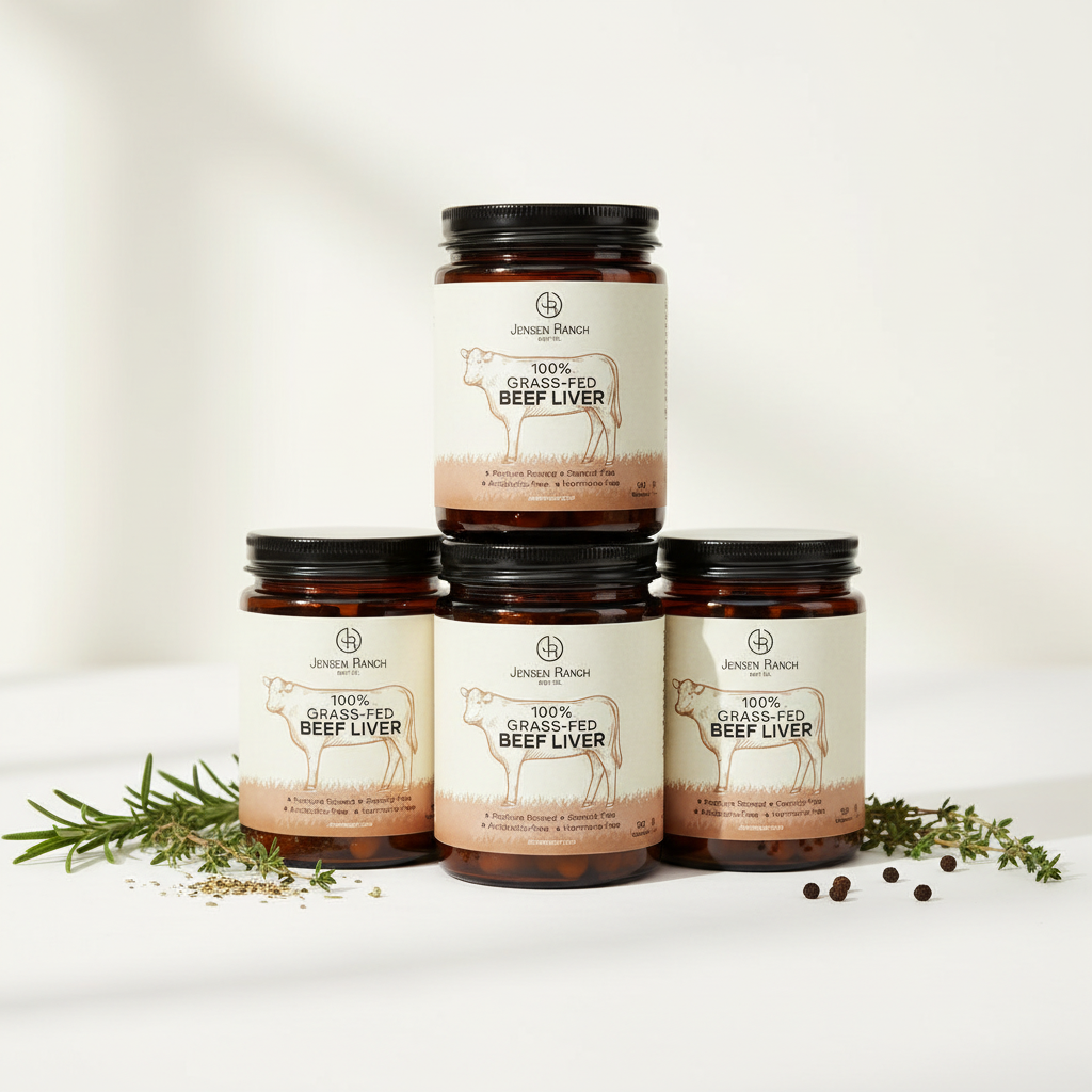 Beef Liver Supplements — 3 Bottle Pyramid with Embellishments